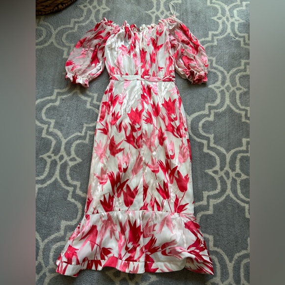 Saloni Midi Size 2 Floral Dress - Picture 9 of 12